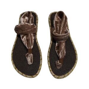 Nalho Ganika Velvet Bronze Taupe Yoga Mat Espadrilles Sandals Size 7